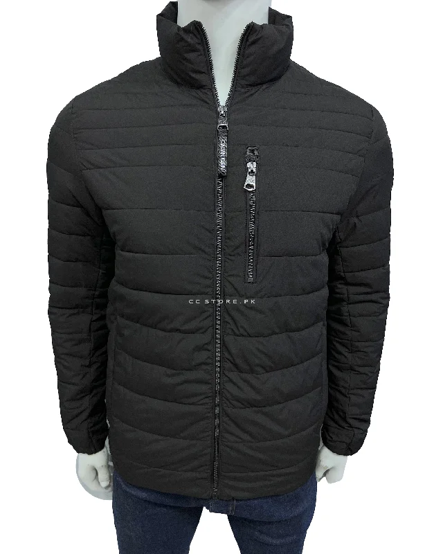 CK Black Puffer Jacket with Front Pocket Detail Denim Jacket Leather Jacket Suede Jacket CK Black Puffer Jacket with Front Pocket Detail Denim Jacket Leather Jacket Suede Jacket