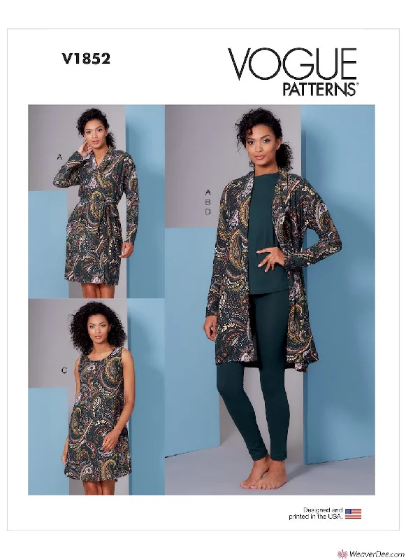 Vogue Pattern V1852 Wrap Robe, Belt, Top, Dress & Trousers (Misses' & Misses' Petite) Trousers chic elegant