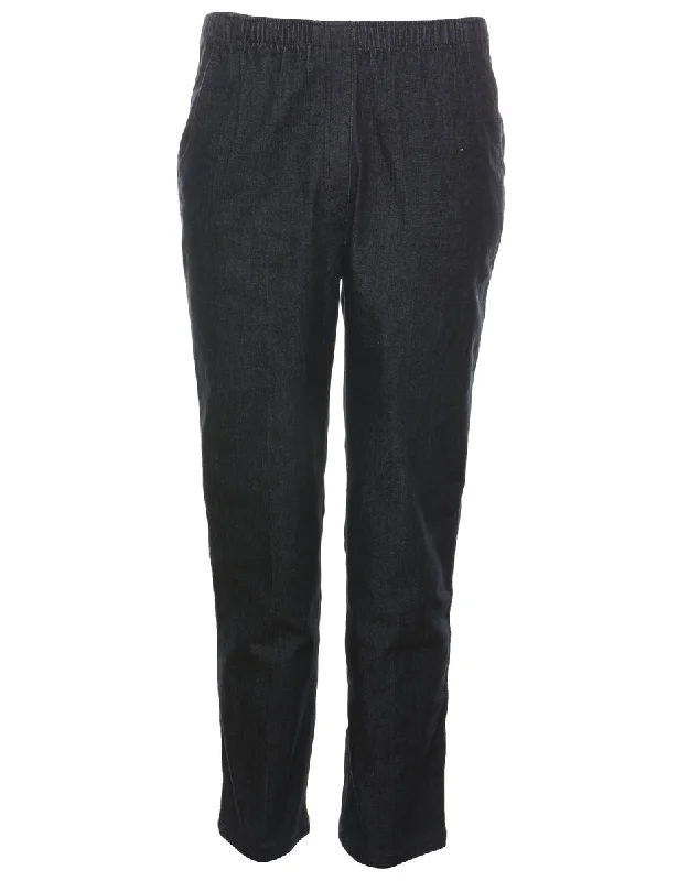 Black Elasticated Waist Denim Trousers - W28 L28 Trousers Cargo pockets