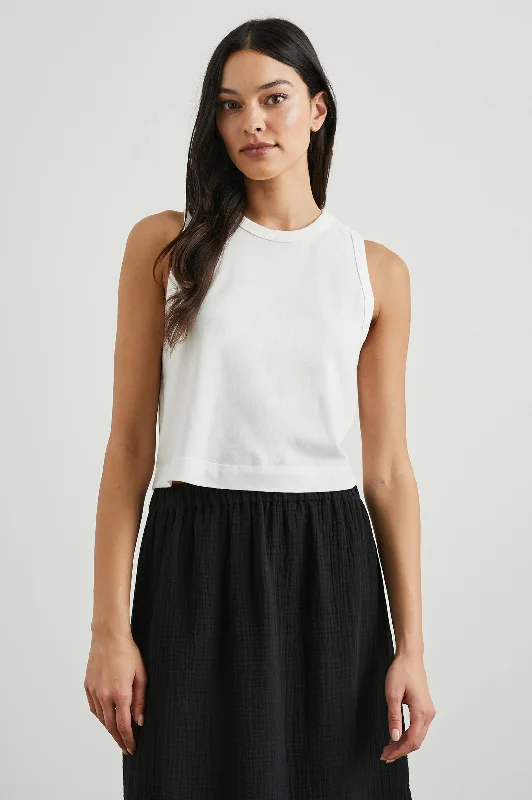 THE BOXY TANK - WHITE coral tank top