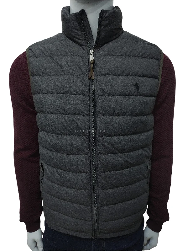 RL Packable Down Sleeveless Grey Puffer Jacket Anorak Shell Jacket Lightweight Jacket RL Packable Down Sleeveless Grey Puffer Jacket Anorak Shell Jacket Lightweight Jacket