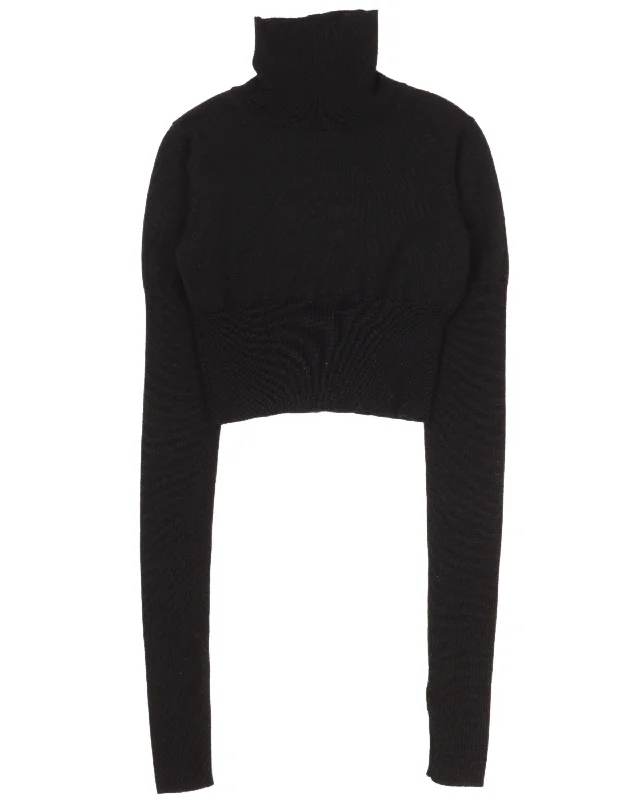 MM6 AW14 Cropped Turtleneck Sweater Print Jacquard Patchwork