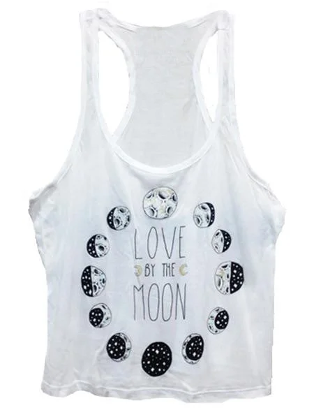 Birdblack Love By the Moon Crop Tank white tank top