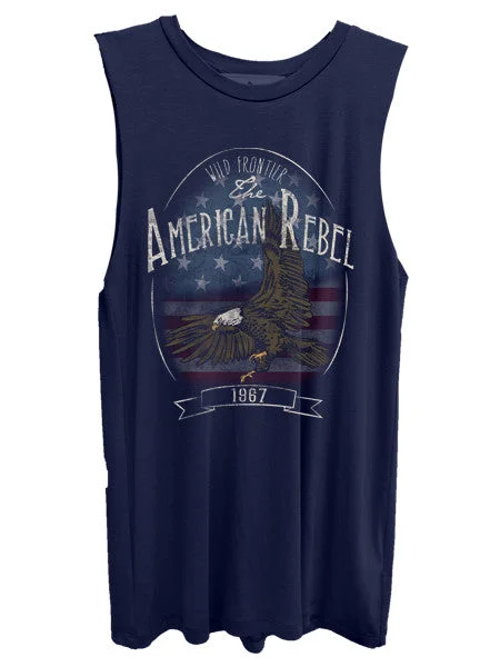 4th & Rose American Rebel Eagle Flag Navy Muscle Tank summer tank top