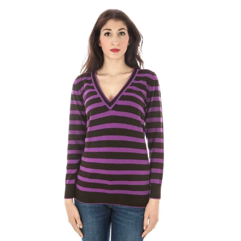 Fred Perry Purple Wool Sweater Seamless Knitted Crochet