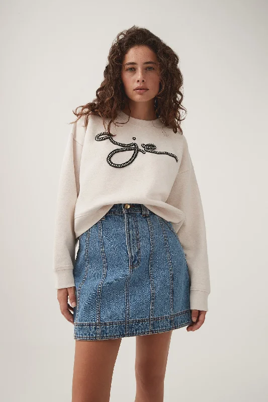 Mythology Pearl Logo Sweater Spandex Blend Rayon Blend Denim Blend
