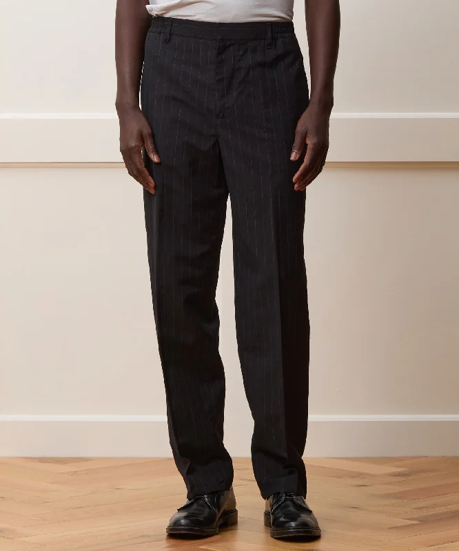 Italian Wool Linen Gramercy Trouser Wide Leg Loose Fit Mid Waist