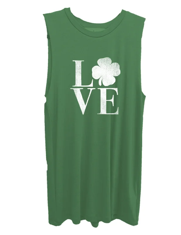 4th & Rose "Love" Shamrock Graphic Tank cotton tank top