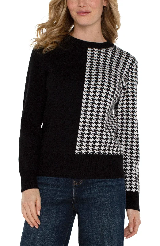 LONG SLEEVE CREW NECK SWEATER Cashmere Blend Cotton Blend Poly Blend
