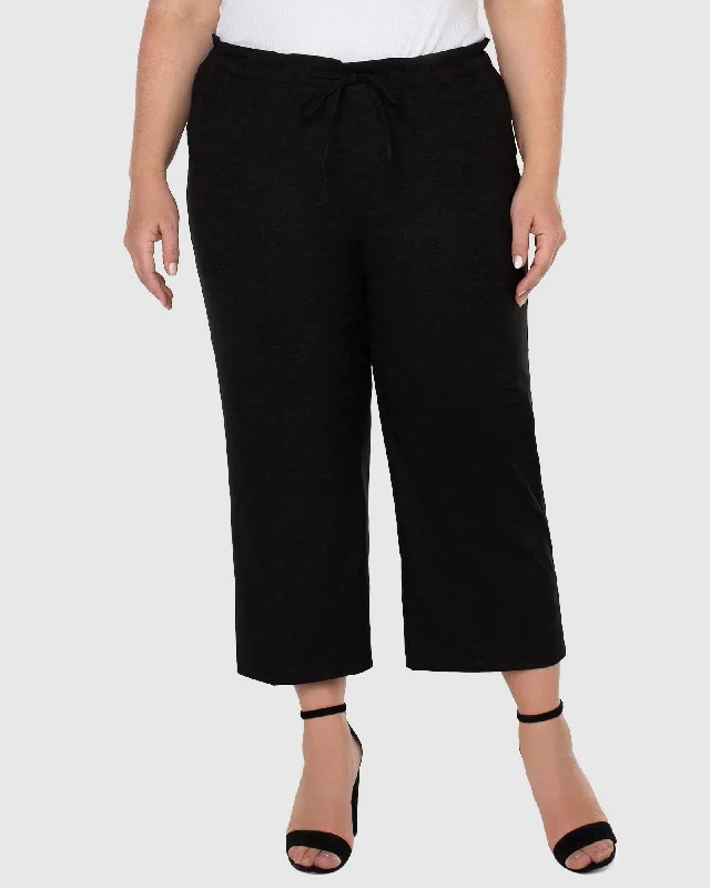 Plus Size Pull On Wide Leg Crop Trouser Trousers stylish elegant