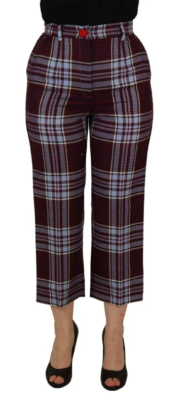 Dolce & Gabbana Elegant High Waist Wool-Blend Trousers Trousers Denim Blue