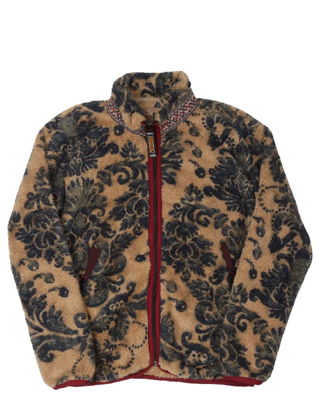 Damask Fleece Zip Jacket Faux Fur Jacket Real Fur Jacket Shearling Jacket