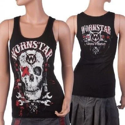 Wornstar Apparel Rock Clothing Skull Death Mechanic Ladies Tank Top high neck tank