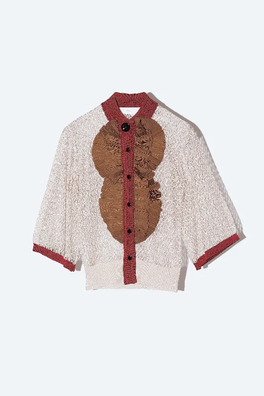 LACE KNIT CARDIGAN Knit Fabric Woven Fabric Fleece Fabric