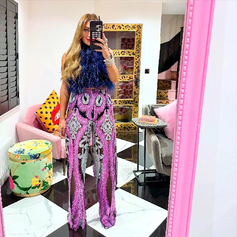 The Starlight Trousers In Multi Sequin Trousers Mesh Breathable