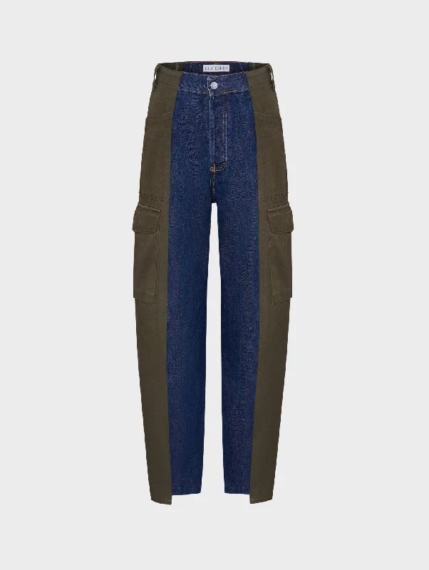 Irenie Trousers Cargo Dark Blue Denim Trousers trendy modern