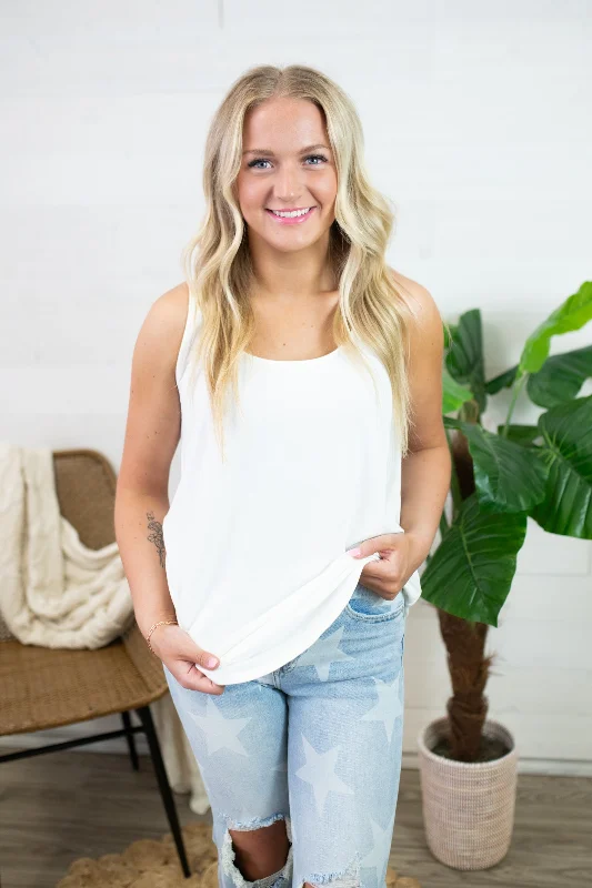 Emmie Ivory Basic Round Neck Tank strapless tank top