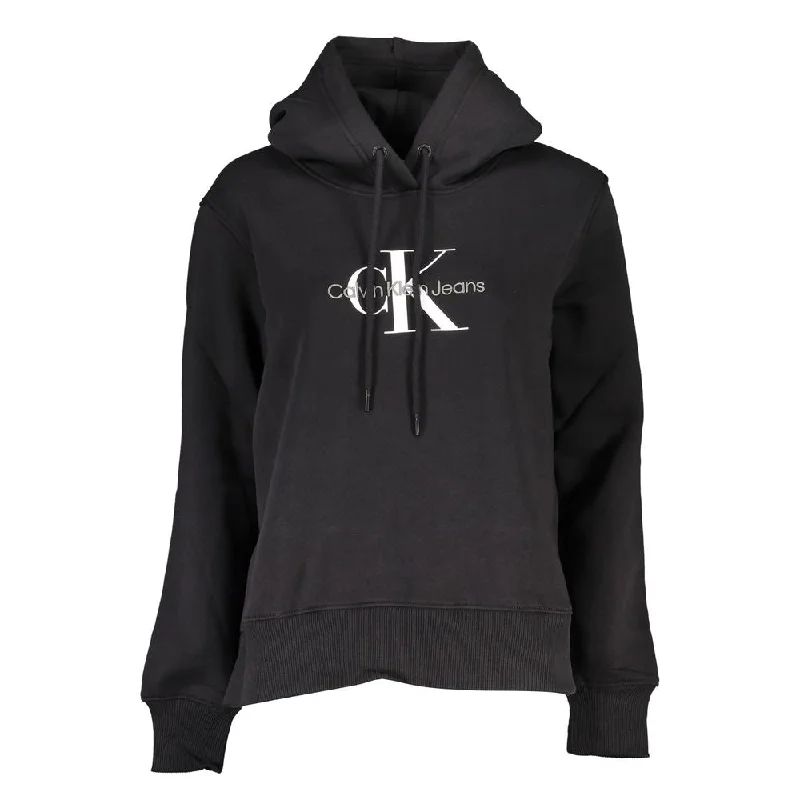 Calvin Klein Black Cotton Sweater Solid Print Embellished