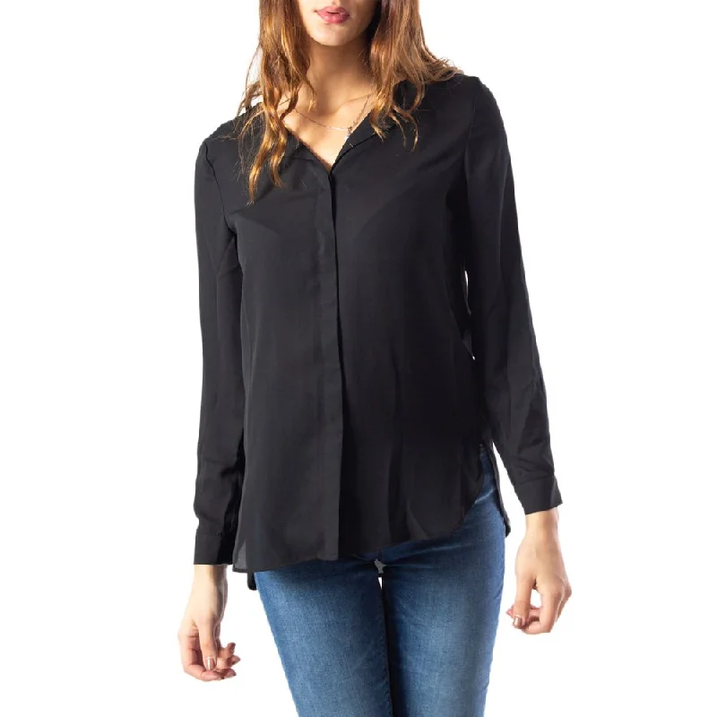 Vila Clothes Black Polyester Sweater Tailored Straight A-Line