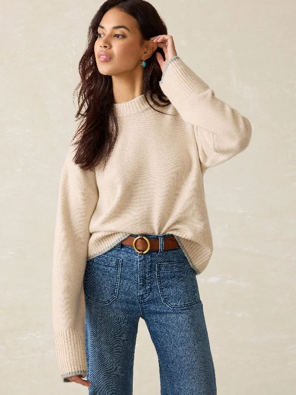 Snowdrift Sweater - Oatmeal Notch Collar Peter Pan Collar Cowl Neck