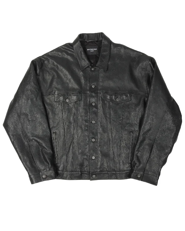 Oversized Leather Trucker Jacket Lace Jacket Ribbed Jacket Sequined Jacket
