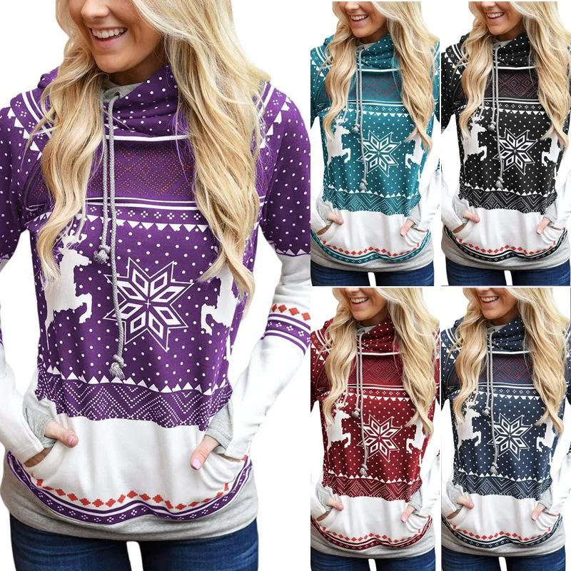 Christmas Themed Hooded Sweater Oversized Loose Flowy
