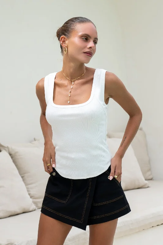 Ainsley White Ribbed Tank Top sequin tank top