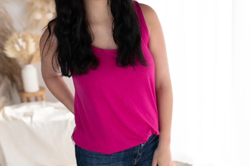 Emmie Basic Round Neck Tank- Dark Magenta loose fit tank