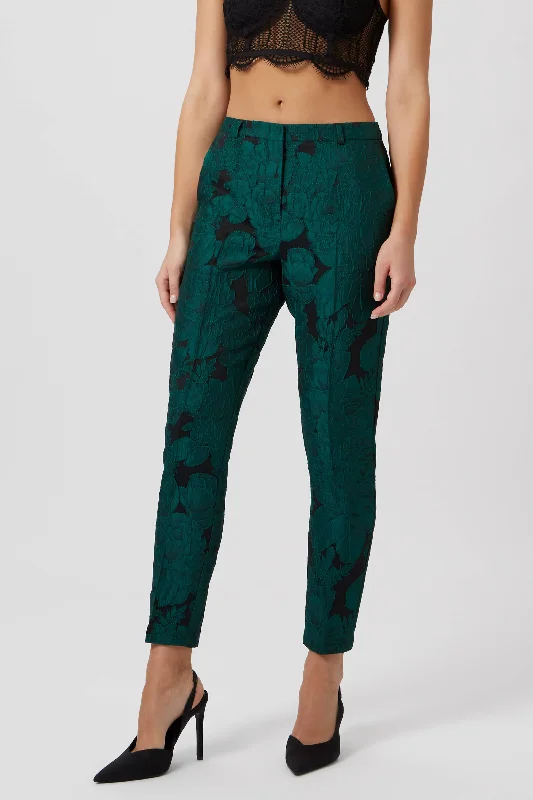 Gillian Skinny Fit Green Floral Trousers Trousers Recommended Stylist