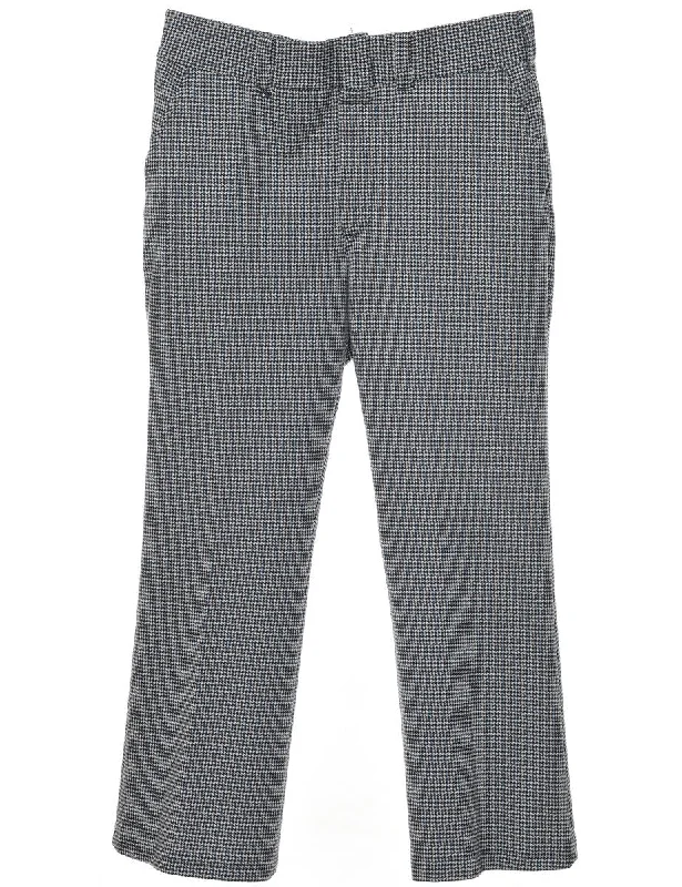 1970s Black & White Straight-Fit Trousers - W33 L28 Trousers Mesh Breathable