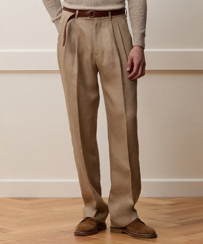 Italian Linen Wythe Trouser Trousers Elastic Waist Soft