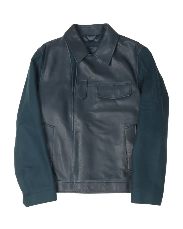 Leather & Wool Blouson Jacket Fleece Jacket Down Jacket Parka