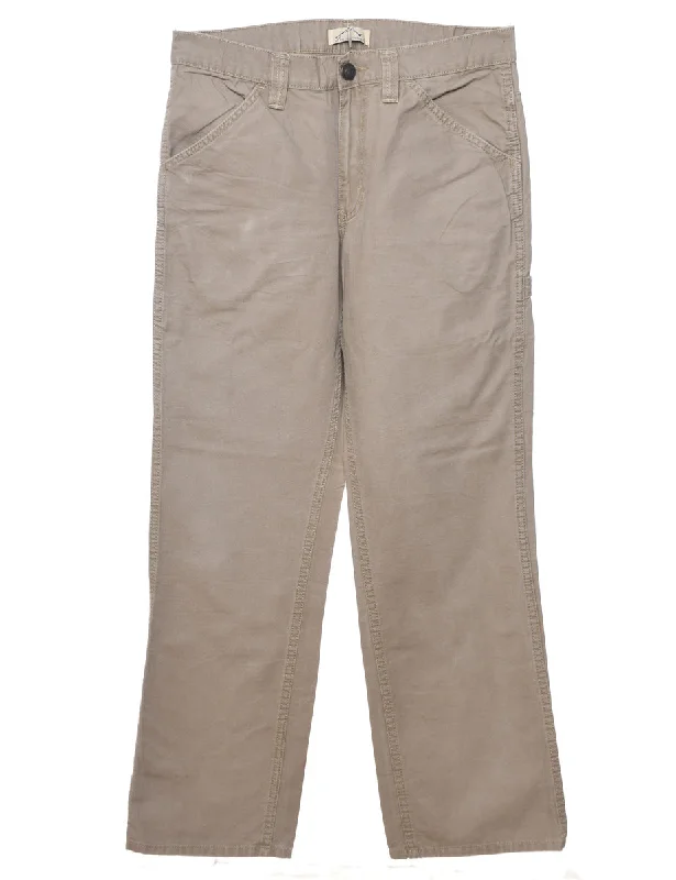 Beige Straight-Fit Trousers - W32 L31 Trousers fashionable trendy