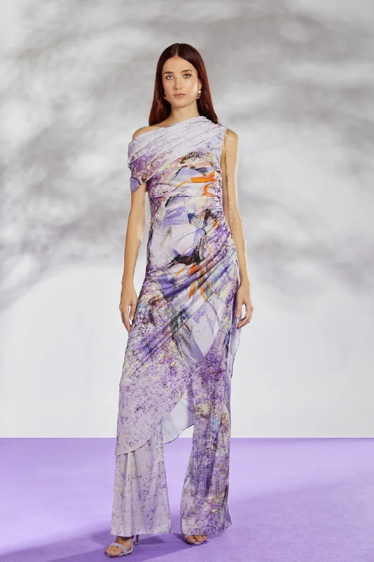Long printed top with trousers Trousers Velvet Soft