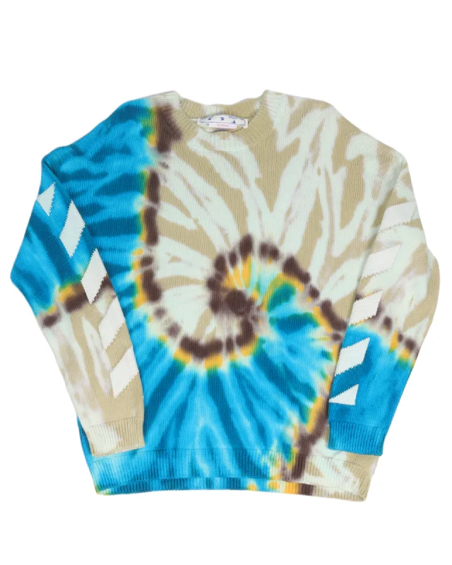 Tie Dye Knit Sweater Solid Color Striped Floral Print