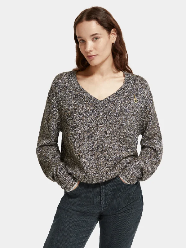 V-neck melange sweater Neon Metallic Matte