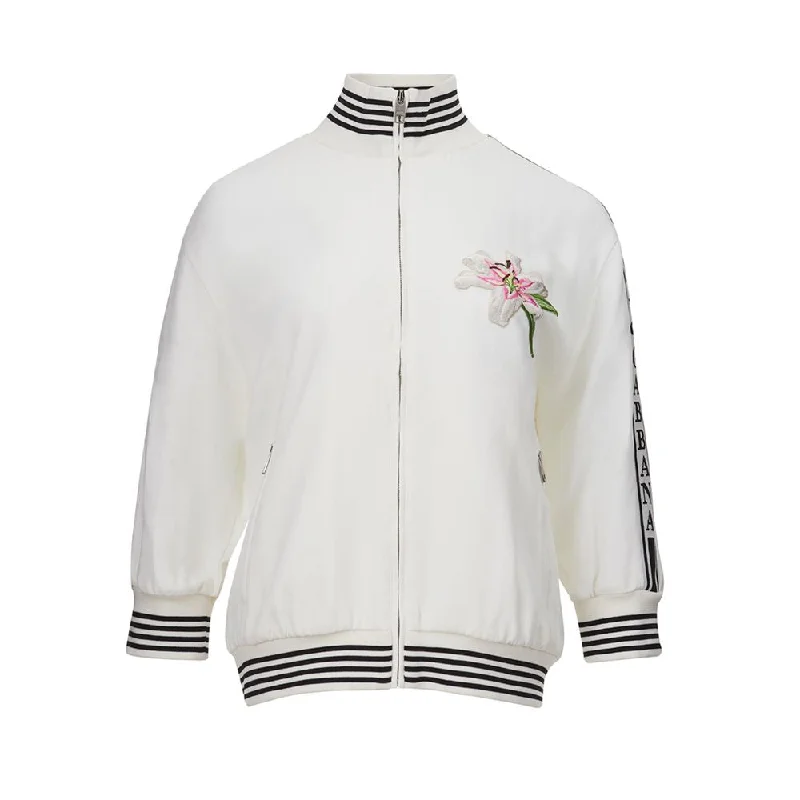 Dolce & Gabbana Elegant Cotton Knit White Sweater Chenille Brocade Lace