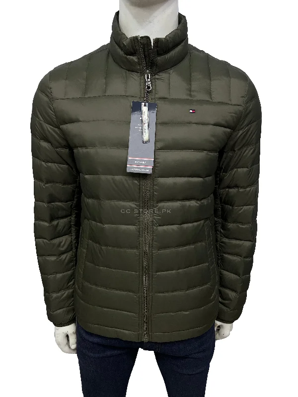 TH Packable Duck Down Olive Green Puffer Jacket Nylon Fabric Polyester Fabric Spandex Fabric TH Packable Duck Down Olive Green Puffer Jacket Nylon Fabric Polyester Fabric Spandex Fabric