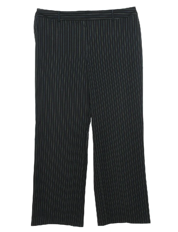 Black & Blue Pinstriped Trousers - W36 L30 Skinny Trousers Denim Stretchy