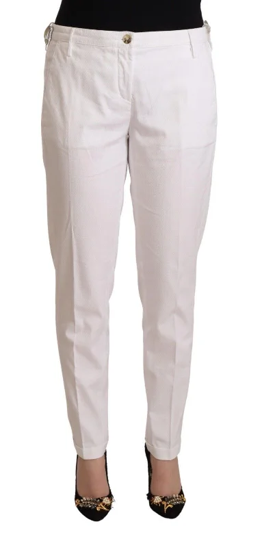 Jacob Cohen Elegant Mid Waist Tapered Trousers Trousers Leather Faux