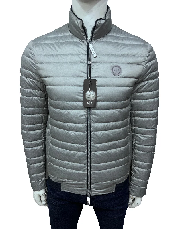 AX Duck Down Packable Grey Puffer Jacket Wool Jacket Cashmere Jacket Tweed Jacket