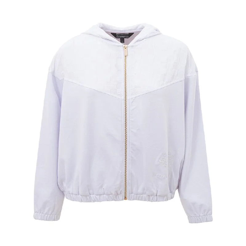 Armani Exchange Chic White Viscose Sweater for Women Mesh Sweater Canvas Denim