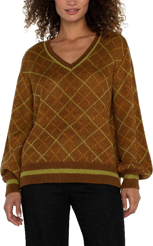LONG SLEEVE V NECK SWEATER Notch Collar Peter Pan Collar Cowl Neck
