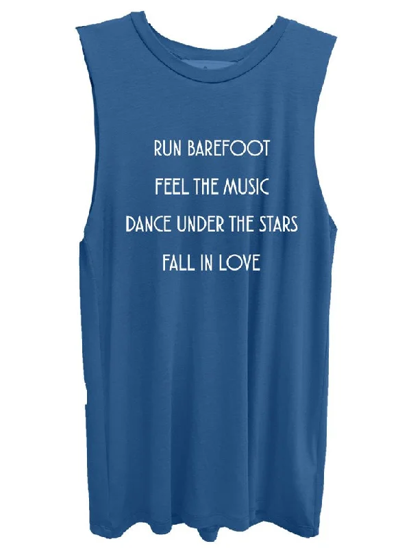 4th & Rose Summer List Blue Muscle Tank charcoal tank top