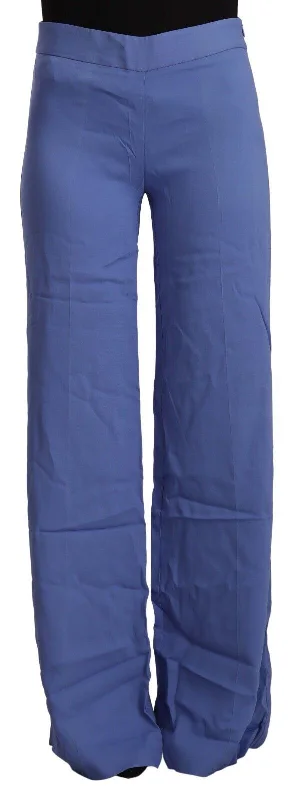 P.A.R.O.S.H. Chic Wide-Leg High Waist Blue Trousers Trousers Corduroy Warm