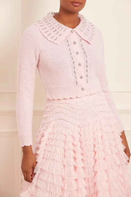 Embellished Collar Short Cardigan Chenille Fabric Brocade Fabric Lace Fabric