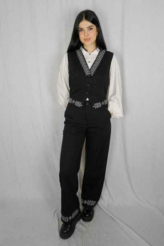 Embroidered Trousers Trousers Fleece Cozy