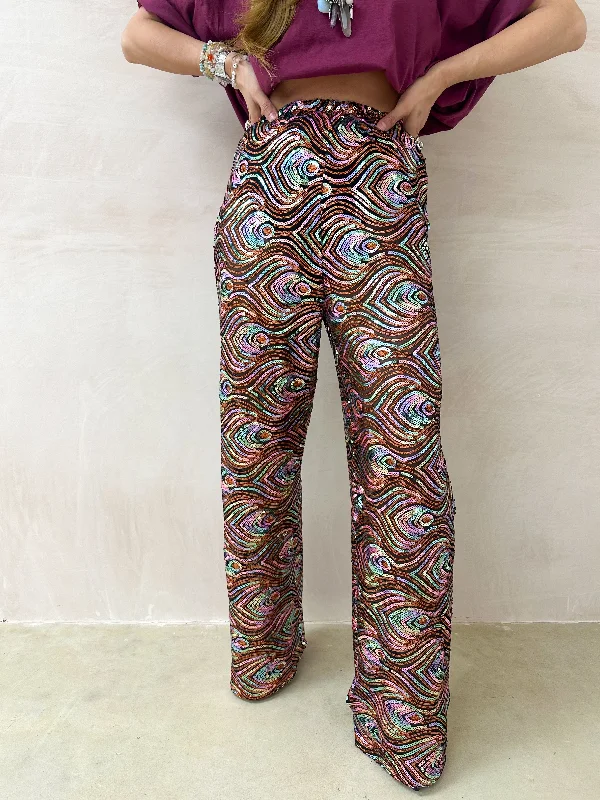Peacock Sequin Trousers In Multi Trousers Polka Dot Cute
