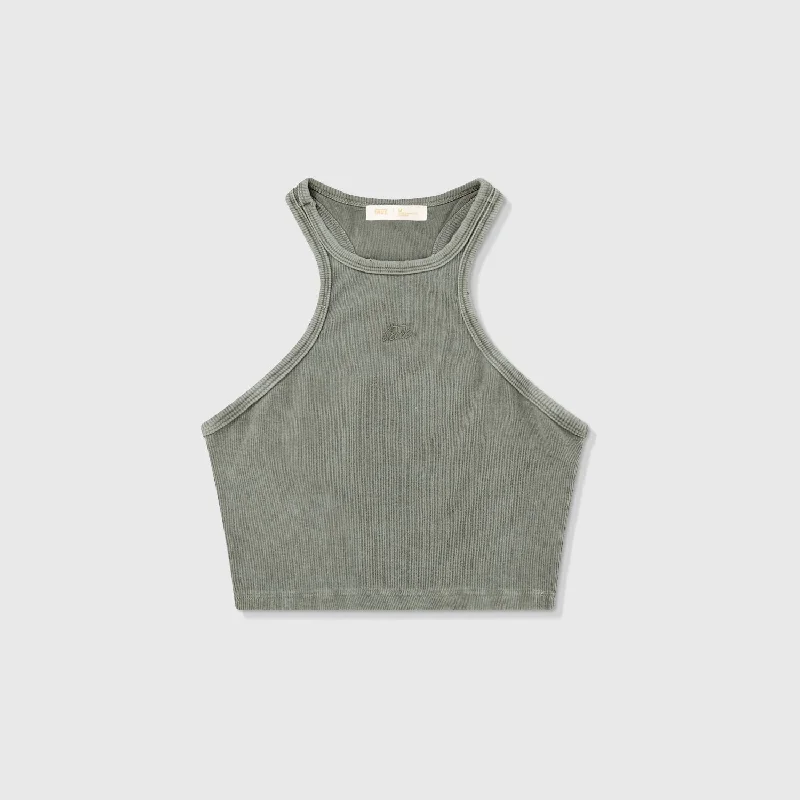 Core Ribbed Crop Tank Top - Light Gray flowy tank top