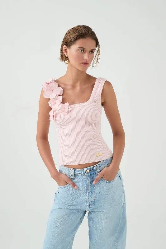 Splendour Flower Knit Tank sheer tank top